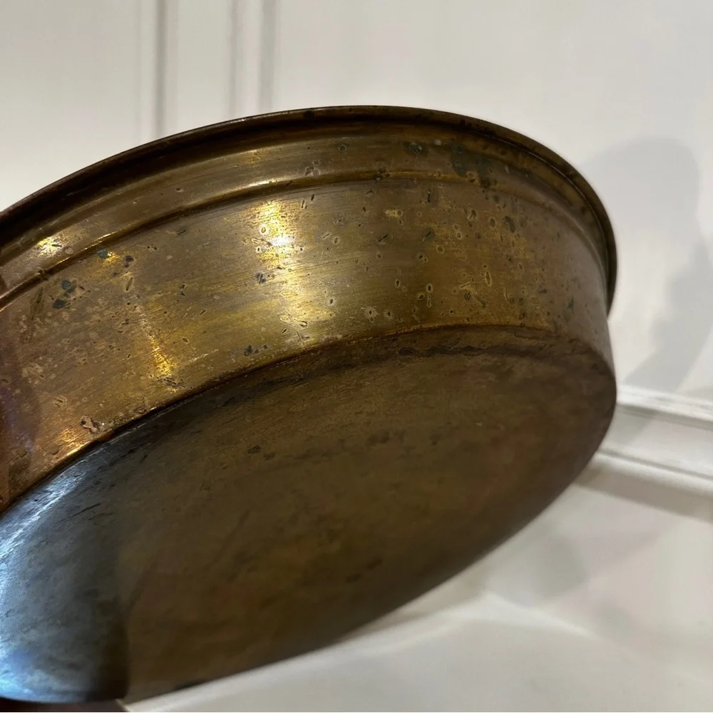 Vintage Sarna Brass Large Solid Brass Basin Bowl India Heavy Gauge Decor